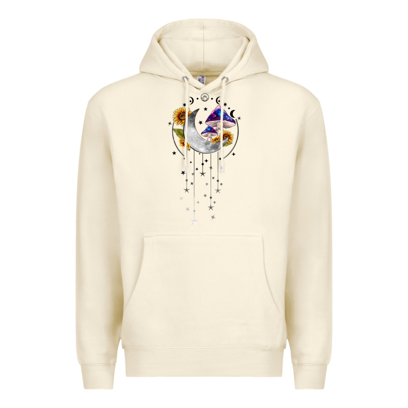 Moon And Mushrooms With Sunflower Premium Hoodie by MaliasSmallBusiness | Teevron