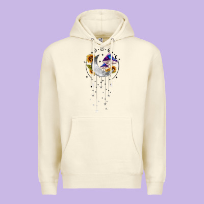 Moon And Mushrooms With Sunflower Premium Hoodie Designed By Maliassmallbusiness
