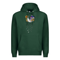 Sports Green moon and mushrooms with sunflower Premium Hoodie - MaliasSmallBusiness