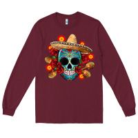 Burgundy mexico skull Long Sleeve Tee - CTS Tumbler Store