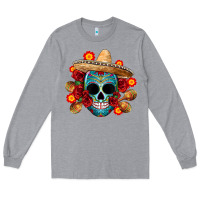 Heather Grey mexico skull Long Sleeve Tee - CTS Tumbler Store