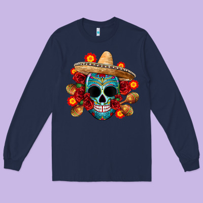 Mexico Skull Long Sleeve Tee Designed By Cts Tumbler Store