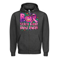 Charcoal Heather halloween boo with cancer ribbon breast cancer sca Zipper Hoodie - AdoDesignShop
