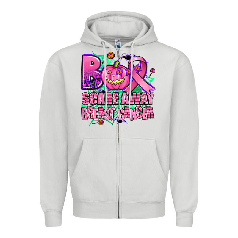 Halloween Boo With Cancer Ribbon Breast Cancer Sca Zipper Hoodie by AdoDesignShop | Teevron