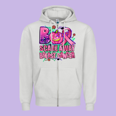 Halloween Boo With Cancer Ribbon Breast Cancer Sca Zipper Hoodie Designed By Adodesignshop