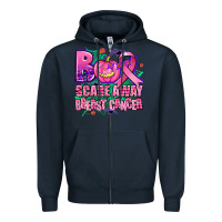 Navy halloween boo with cancer ribbon breast cancer sca Zipper Hoodie - AdoDesignShop