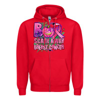 Red halloween boo with cancer ribbon breast cancer sca Zipper Hoodie - AdoDesignShop