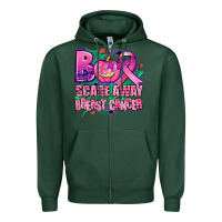 Sports Green halloween boo with cancer ribbon breast cancer sca Zipper Hoodie - AdoDesignShop