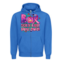 True Royal halloween boo with cancer ribbon breast cancer sca Zipper Hoodie - AdoDesignShop