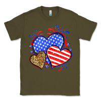 Army Green American flag leopard hearts Classic Tee - Neo Western