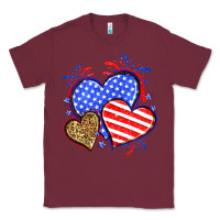 Burgundy American flag leopard hearts Classic Tee - Neo Western