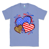 Colony Blue American flag leopard hearts Classic Tee - Neo Western