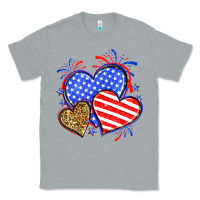 Heather Grey American flag leopard hearts Classic Tee - Neo Western