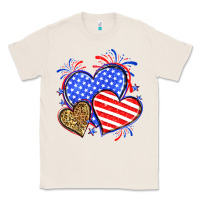 Natural American flag leopard hearts Classic Tee - Neo Western