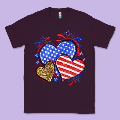 American Flag Leopard Hearts Classic Tee Designed By Neo Western