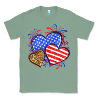 Sage American flag leopard hearts Classic Tee - Neo Western