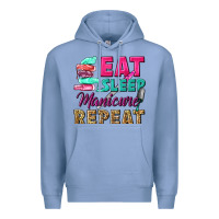 Colony Blue eat sleep manicure repeat Premium Hoodie - NancyCooperArtShop