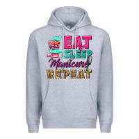 Heather Grey eat sleep manicure repeat Premium Hoodie - NancyCooperArtShop
