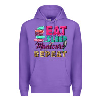 Purple eat sleep manicure repeat Premium Hoodie - NancyCooperArtShop