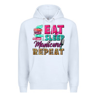 White eat sleep manicure repeat Premium Hoodie - NancyCooperArtShop