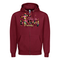 Burgundy she is strong proverbs 31 25 Zipper Hoodie - JahusDesignShop