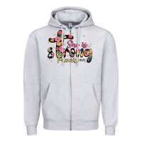 Heather Grey she is strong proverbs 31 25 Zipper Hoodie - JahusDesignShop