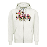 Oatmeal Heather she is strong proverbs 31 25 Zipper Hoodie - JahusDesignShop