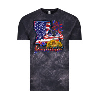 Cloud Black 4th of july  louisiana map Vintage Tee - BarkalooDesign