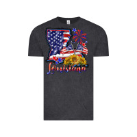 Vintage Black 4th of july  louisiana map Vintage Tee - BarkalooDesign