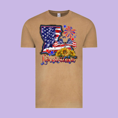 4th Of July  Louisiana Map Vintage Tee Designed By Barkaloodesign