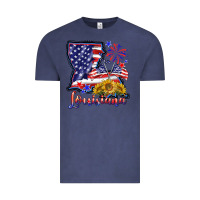 Vintage Denim 4th of july  louisiana map Vintage Tee - BarkalooDesign