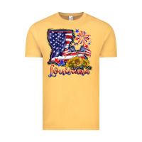 Vintage Mustard 4th of july  louisiana map Vintage Tee - BarkalooDesign