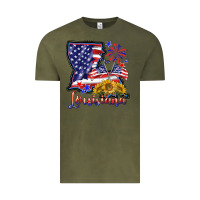Vintage Olive 4th of july  louisiana map Vintage Tee - BarkalooDesign