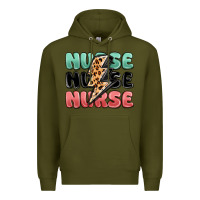 Army Green nurse leopard lightning bolt Premium Hoodie - MaliasSmallBusiness