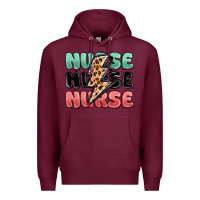 Burgundy nurse leopard lightning bolt Premium Hoodie - MaliasSmallBusiness