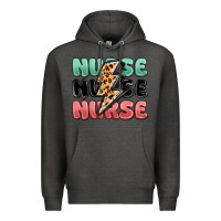 Charcoal Heather nurse leopard lightning bolt Premium Hoodie - MaliasSmallBusiness