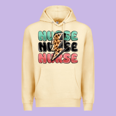Nurse Leopard Lightning Bolt Premium Hoodie Designed By Maliassmallbusiness