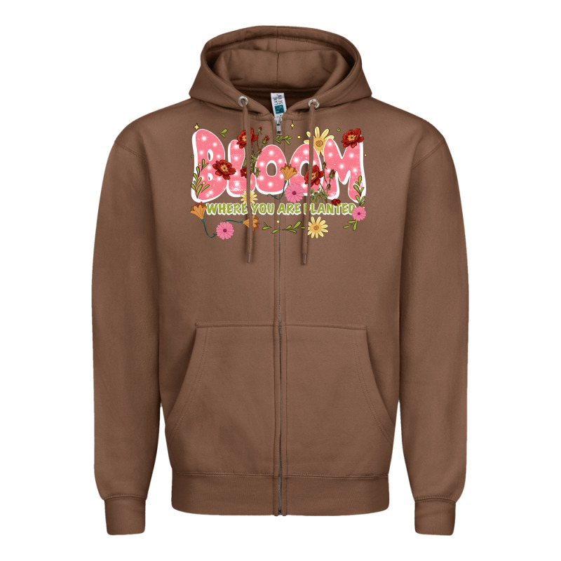 Bloom Where You Are Planted Zipper Hoodie by JahusDesignShop | Teevron