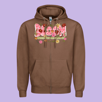 Bloom Where You Are Planted Zipper Hoodie Designed By Jahusdesignshop