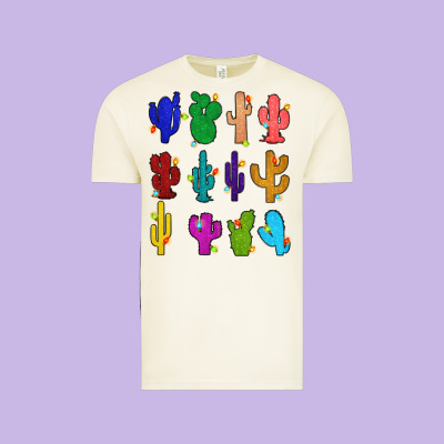 Christmas Glitter Cactus Vintage Tee Designed By Zillion Design Studio