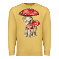 Antique Gold Autumn Mushroom Illustrations Premium Sweatshirt - LillyAllenDesigns