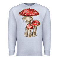 Heather Grey Autumn Mushroom Illustrations Premium Sweatshirt - LillyAllenDesigns