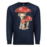 Navy Autumn Mushroom Illustrations Premium Sweatshirt - LillyAllenDesigns