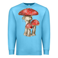 Ocean Blue Autumn Mushroom Illustrations Premium Sweatshirt - LillyAllenDesigns
