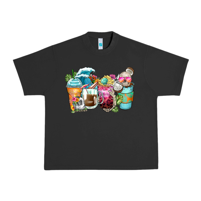 Skeleton Summer Coffee Cups Urban Heavy Tee by Zillion Design Studio | Teevron