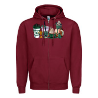 Burgundy hunter green hockey coffee cups Zipper Hoodie - AdoDesignShop
