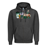 Charcoal Heather hunter green hockey coffee cups Zipper Hoodie - AdoDesignShop