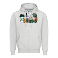 Dove Grey hunter green hockey coffee cups Zipper Hoodie - AdoDesignShop