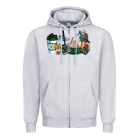 Heather Grey hunter green hockey coffee cups Zipper Hoodie - AdoDesignShop