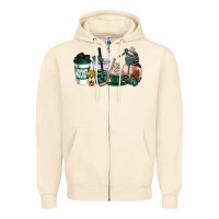 Sandshell hunter green hockey coffee cups Zipper Hoodie - AdoDesignShop